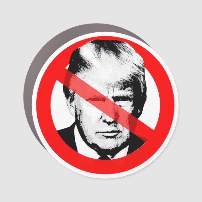 Anti Trump Crossed Out Face Car Magnet (Front)