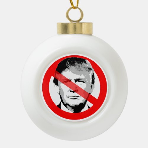 Anti Trump Crossed Out Face Ceramic Ball Christmas Ornament