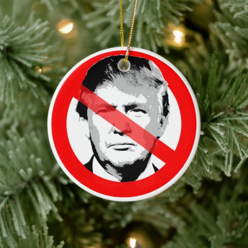 Anti Trump Crossed Out Face Ceramic Ornament