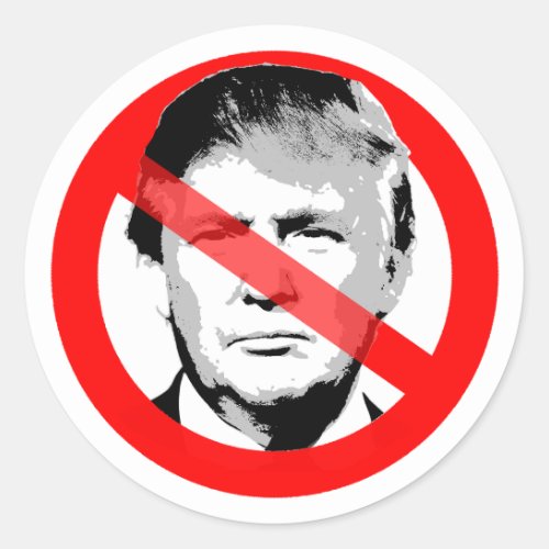 Anti Trump Crossed Out Face Classic Round Sticker
