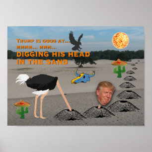 Anti Trump / Digging his head in the sand, Poster