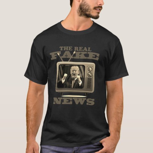Anti Trump Fake News TV News T_shirt