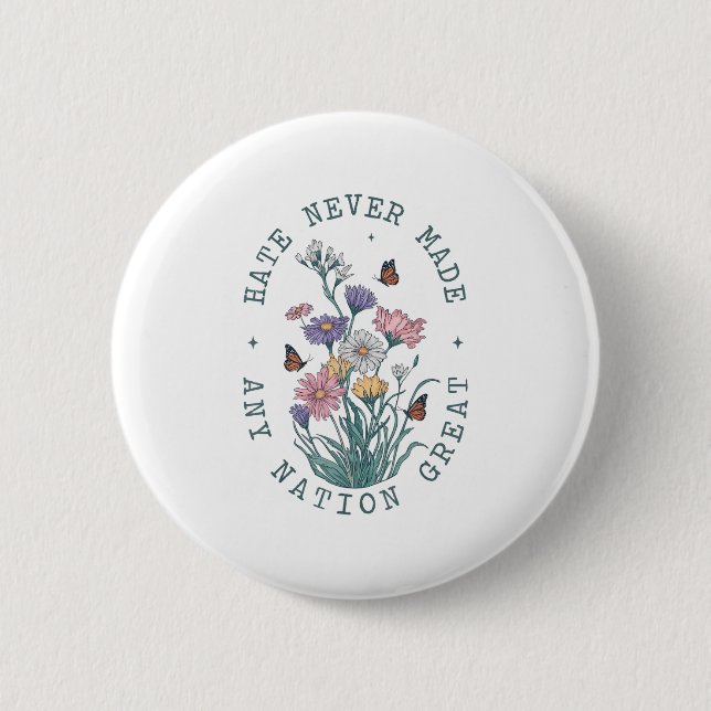 Anti Trump Floral Butterflies Democrat President L Button (Front)