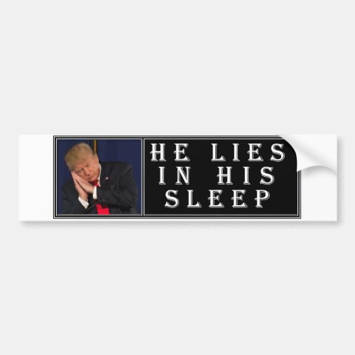 Anti Trump HE LIES IN HIS SLEEP humorous political Bumper Sticker