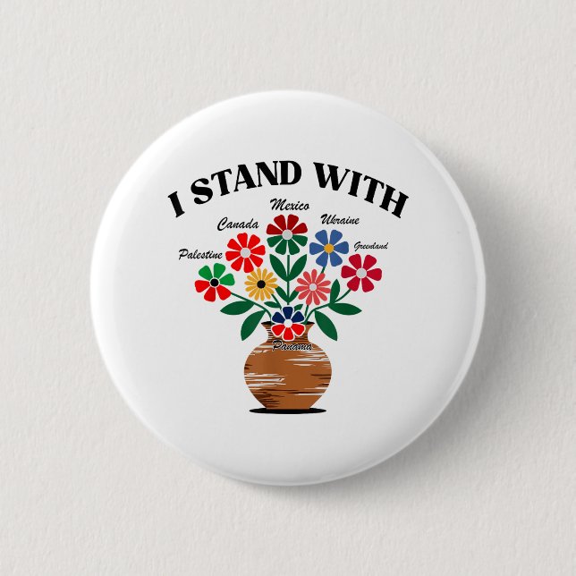 Anti Trump I Stand With Canada Mexico Greenland Uk Button (Front)