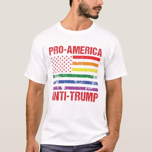 Anti Trump LGBT Pride US Flag Pro America Liberal T_Shirt