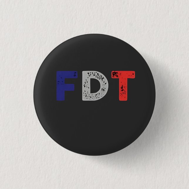 Anti Trump Maga FDT Resist Democracy Retro Button (Front)