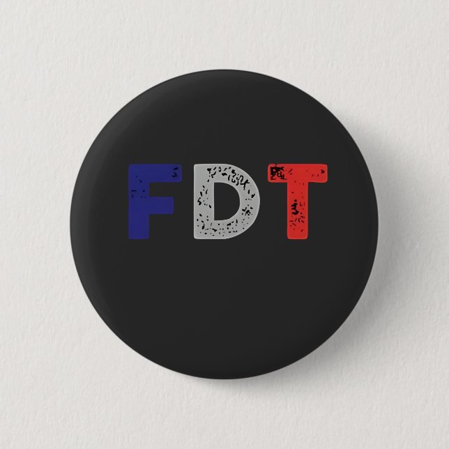 Anti Trump Maga FDT Resist Democracy Retro Button (Front)