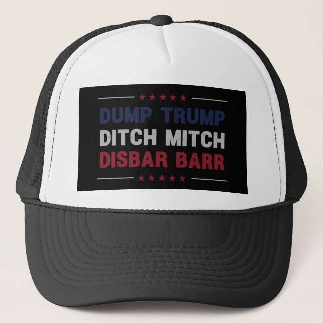 Anti Trump Mitch Mcconnell William Barr Dump Trump Trucker Hat (Front)