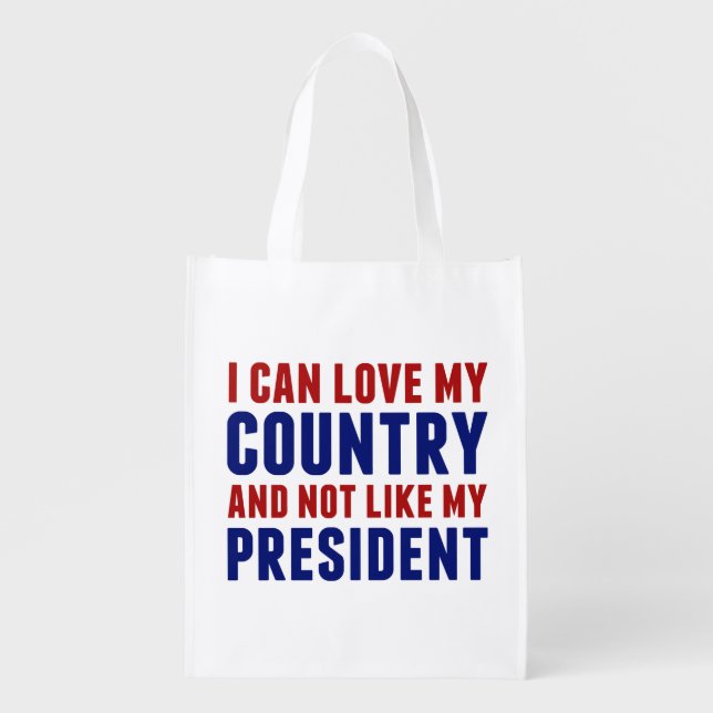Anti Trump Patriotic Not My President Grocery Bag (Front)