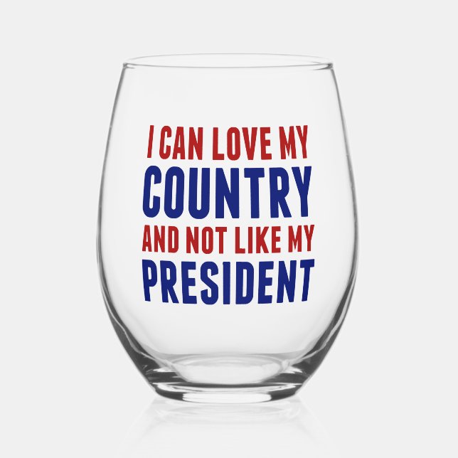 Anti Trump Patriotic Not My President Stemless Wine Glass (Front)