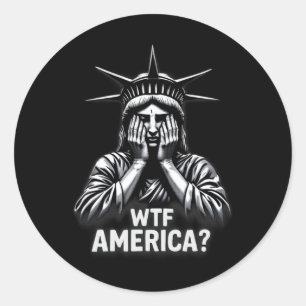 Anti-trump Political And Democracy Wtf America 3 Classic Round Sticker