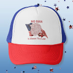 Anti-Trump Political Word Cloud  Trucker Hat<br><div class="desc">Stand up and stand out with this political hat opposing Trump and supporting the rule of law. Features subway style word art in a recognizable profile shape against the backdrop of the American flag. Text caption can be edited or deleted. Your choice of color combinations.</div>