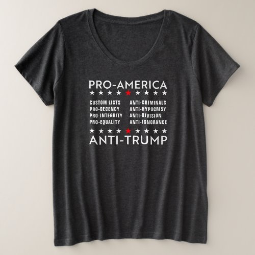 Anti_Trump Pro_America Custom Text Plus Size T_Shirt