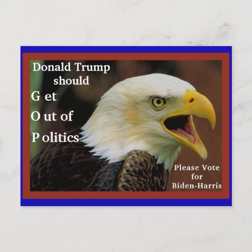 Anti Trump Pro Biden Angry American Bald Eagle Postcard