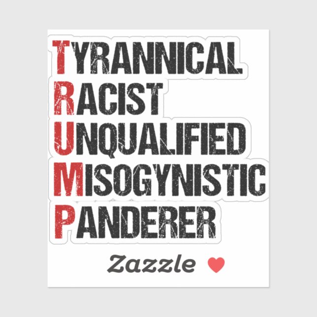 Anti Trump Resist Acrostic Sticker (Sheet)