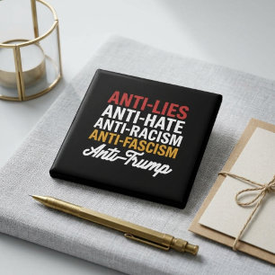 Anti Trump Resist Hate Lies and Fascism Button