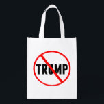 Anti Trump Simple Red Circle X Political Grocery Bag<br><div class="desc">Trump with a red circle and an X over his name. Distribute Anti Donald Trump reusable grocery bag everywhere to get Americans to resist and impeach Trump. Show you hate Trump while shopping at the store. Hand these out to all Americans against Donald Trump,  Democrats and Republicans.</div>