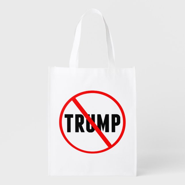 Anti Trump Simple Red Circle X Political Grocery Bag (Front)