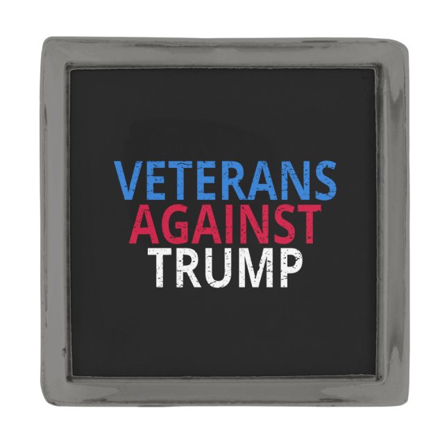 Anti-Trump - Veterans Against Trump Gunmetal Finish Lapel Pin (Front)