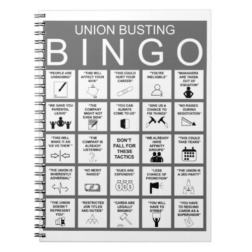 Anti Union Bingo Notebook