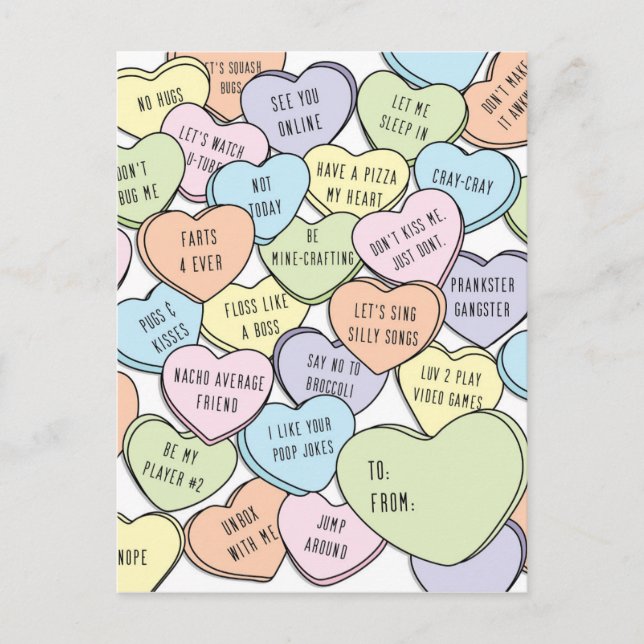 Anti-Valentine Classroom Valentines Older Boys Postcard (Front)