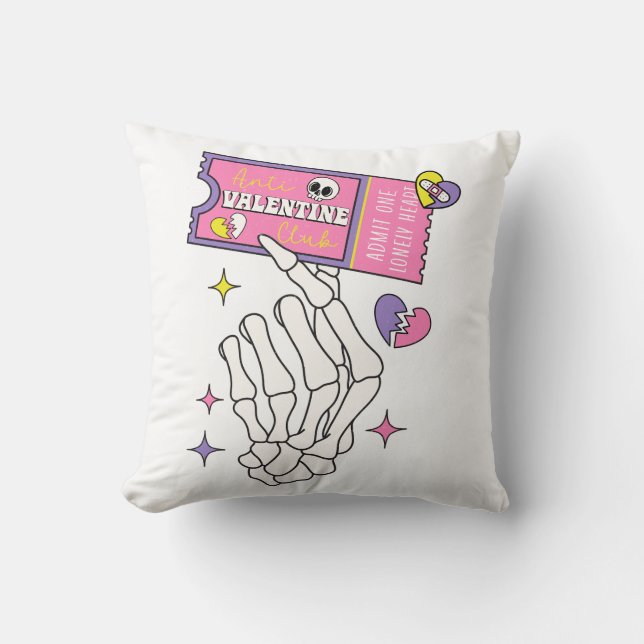 Anti Valentine Club Coupon Throw Pillow (Front)