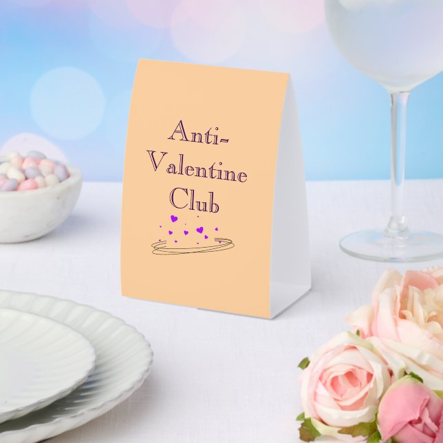 Anti Valentine Club Cute Minimal Pastel Art Paper Table Tent (Insitu(Wedding))