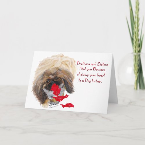 Anti Valentine Pekingese Holiday Card