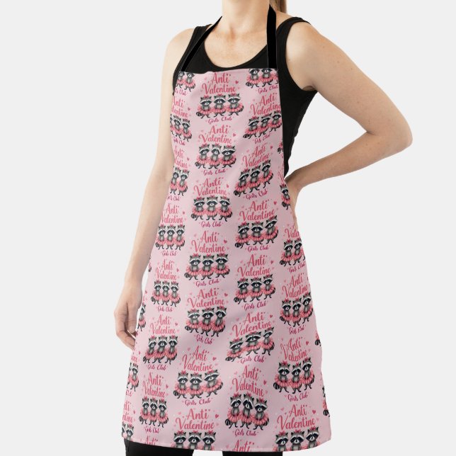 Anti Valentine’s Day Funny Raccoon Cute Kawaii Apron (Insitu)
