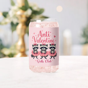 Anti Valentine’s Day Funny Raccoon Cute Kawaii Can Glass