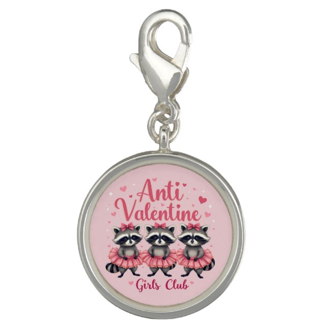 Anti Valentine’s Day Funny Raccoon Cute Kawaii Charm (Front)
