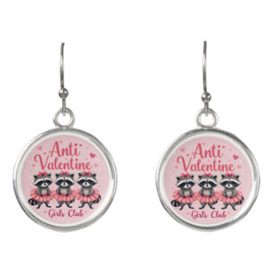 Anti Valentine’s Day Funny Raccoon Cute Kawaii Earrings
