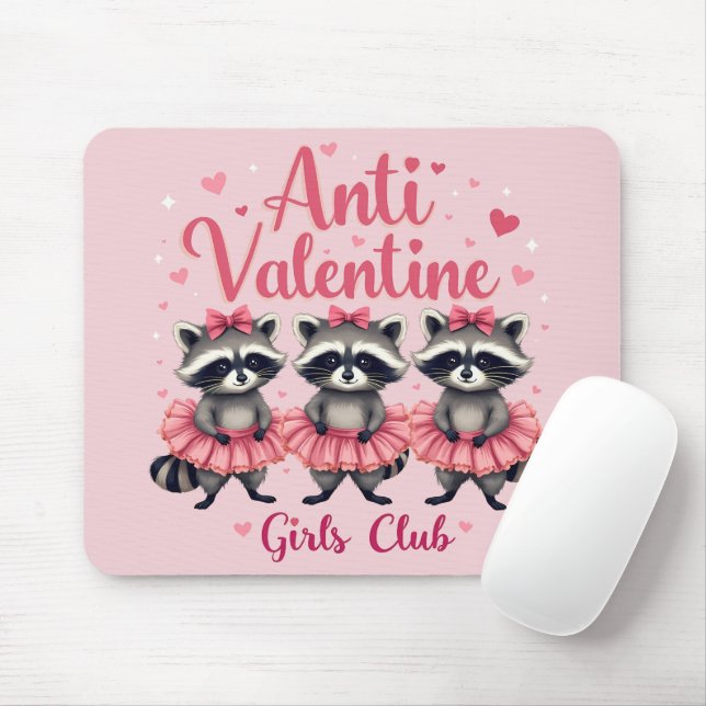 Anti Valentine’s Day Funny Raccoon Cute Kawaii Mouse Pad (With Mouse)