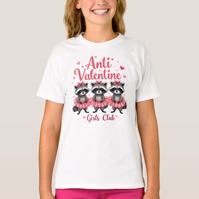 Anti Valentine’s Day Funny Raccoon Cute Kawaii T-Shirt (Front)
