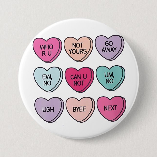 Anti Valentine’s Day Funny Single Awareness  Button (Front)