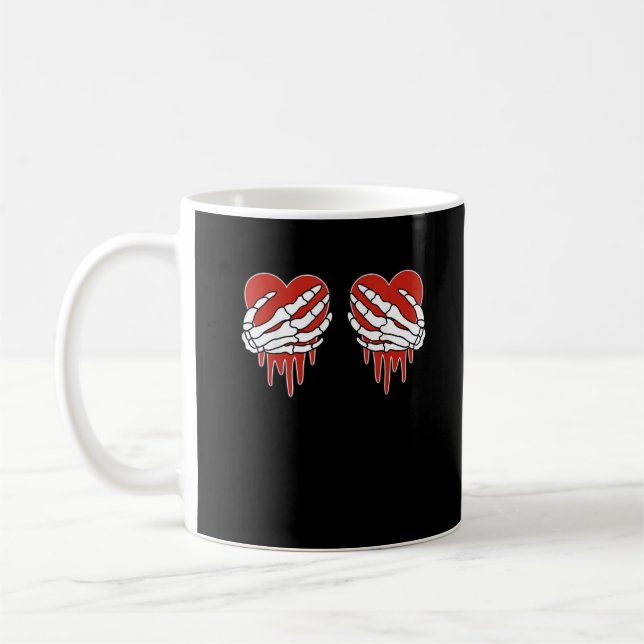Anti Valentine Skeleton Heart Gothic Style Coffee Mug (Left)