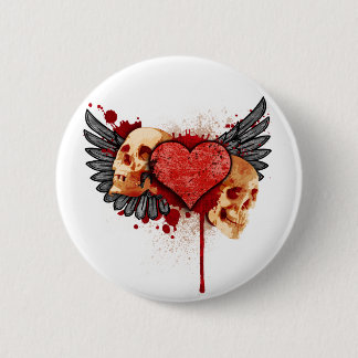 Anti-Valentine Skulls with Wings Button