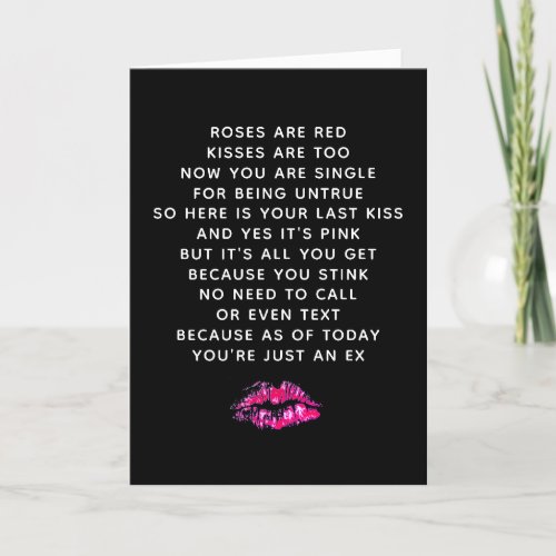Anti Valentines Day Boyfriend Breakup Poem Holiday Card