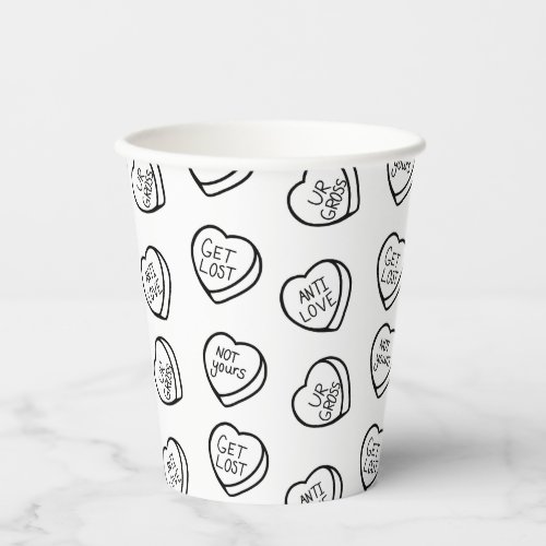 Anti_Valentines Day Candy Hearts Paper Cups