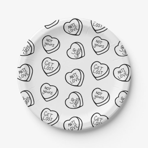 Anti_Valentines Day Candy Hearts Paper Plate