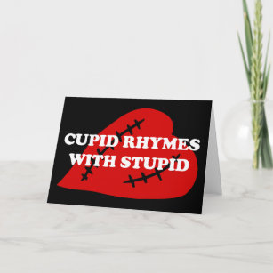 Anti-Valentine's Day: Cupid rhymes with stupid Holiday Card