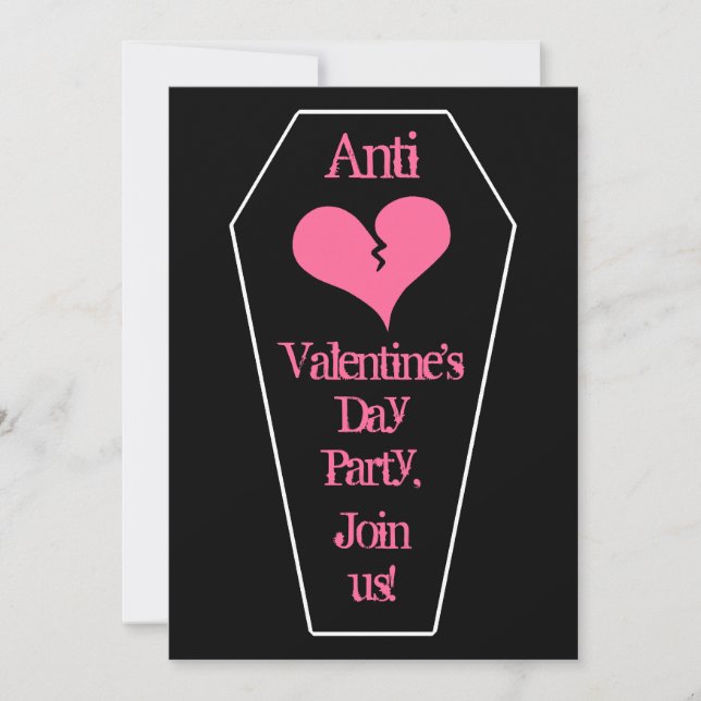 Anti Valentine's day cute broken heart on coffin Invitation (Front)