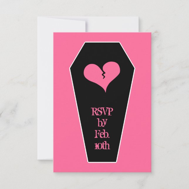 Anti Valentine's day cute broken heart on coffin Invitation (Front)