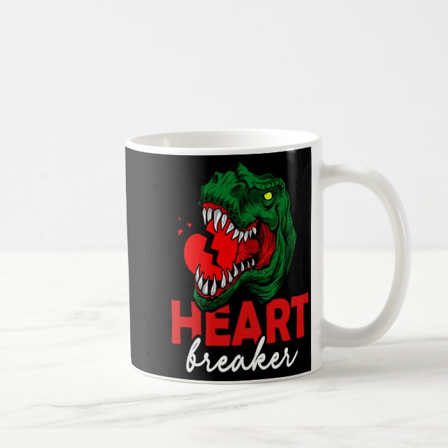 Anti Valentines Day Single Heart Breaker T Rex Di  Coffee Mug (Right)