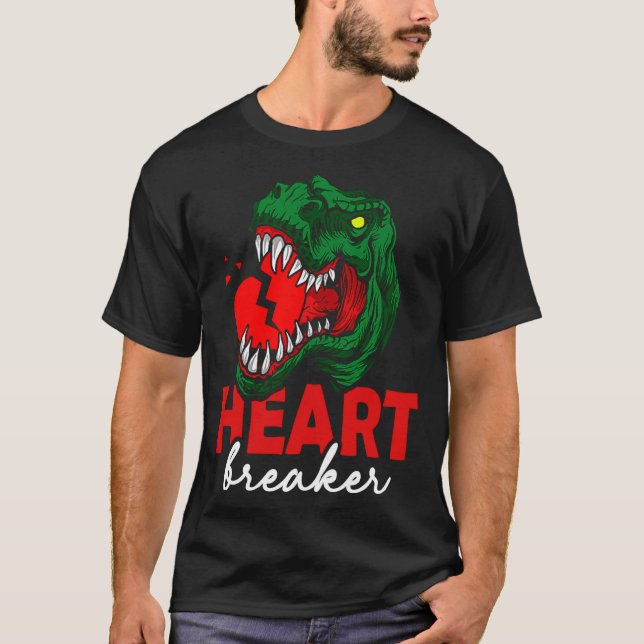 Anti Valentines Day Single Heart Breaker T Rex Di  T-Shirt (Front)