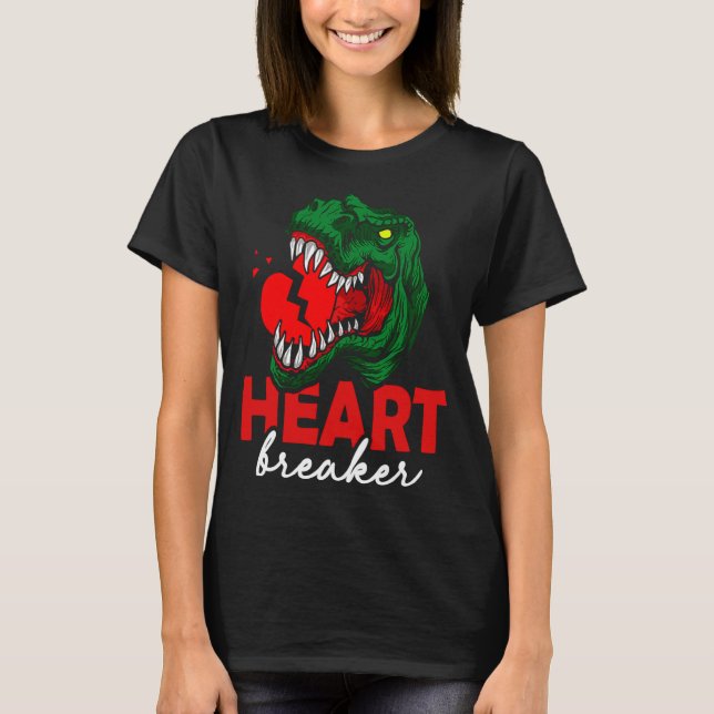 Anti Valentines Day Single Heart Breaker T Rex Di  T-Shirt (Front)