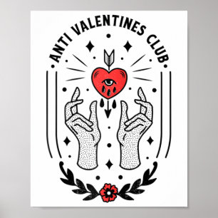 Anti Valentines Day Tattoo Raglan Baseball Tee_1  Poster