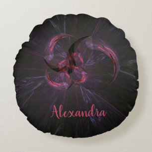 Anti Valentine's Gothic Fractal Art Round Pillow