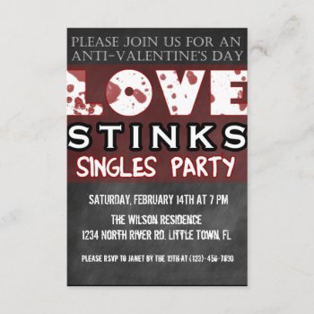 Anti-valentine's Love Stinks Singles Party Invitation by SunflowerDesigns at Zazzle